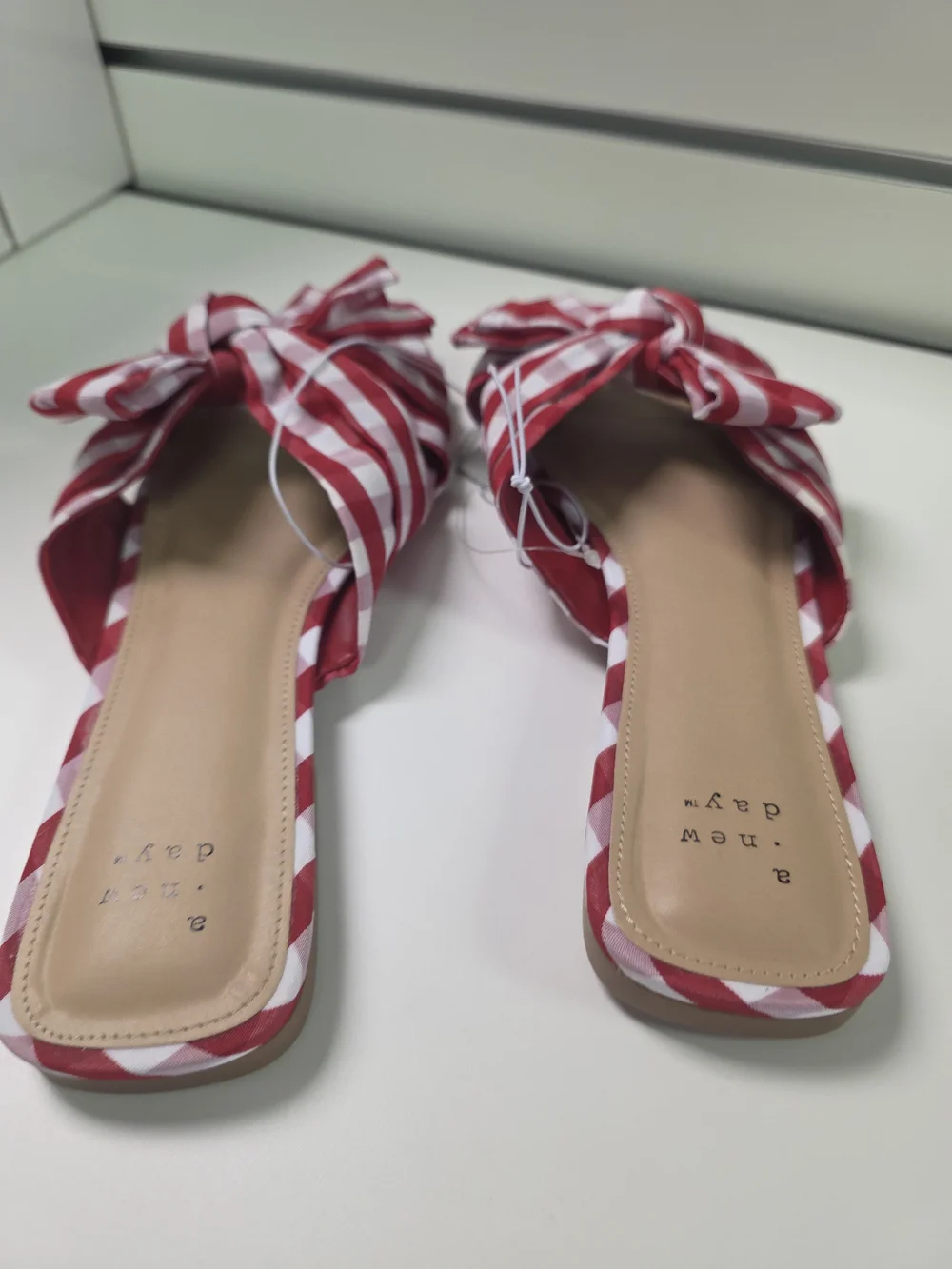 a new day Red Gingham Knot Slide Sandals